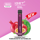 IGET XXL 1800 Puffs Disposable Vapes 7ml Capacity Latest Juice Flavors Vape Pen Device