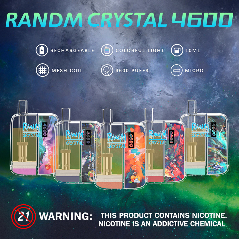 10ML RandM Crystal 4600 Puffs Premium Vape Pen Disposable Nic Salt 12 Flavors