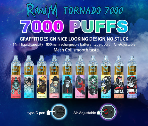 Fumot RandM Tornado 53 Flavors 5% Nicotine Disposable Vape Pen 850 mAh 8000 Puffs 14 ml