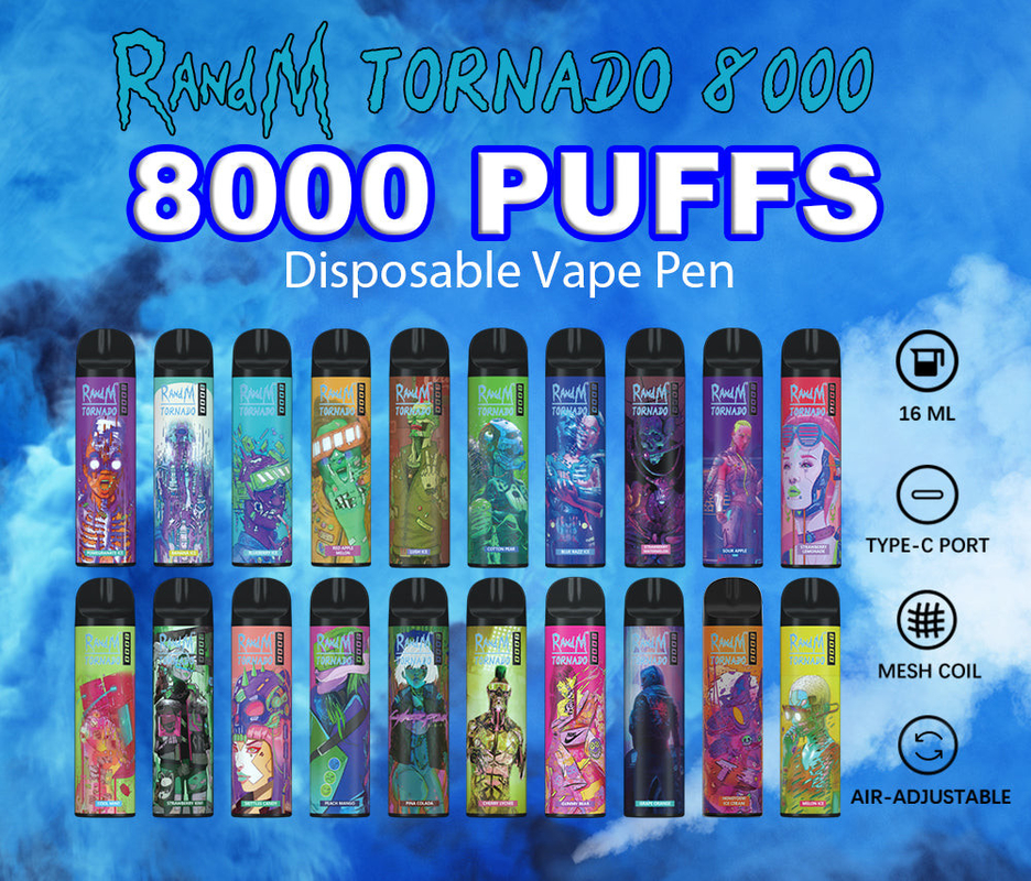 Disposable RandM 8000 Puffs Tornado E-Cigarette Vapes 31 Flavors Fast Shipping