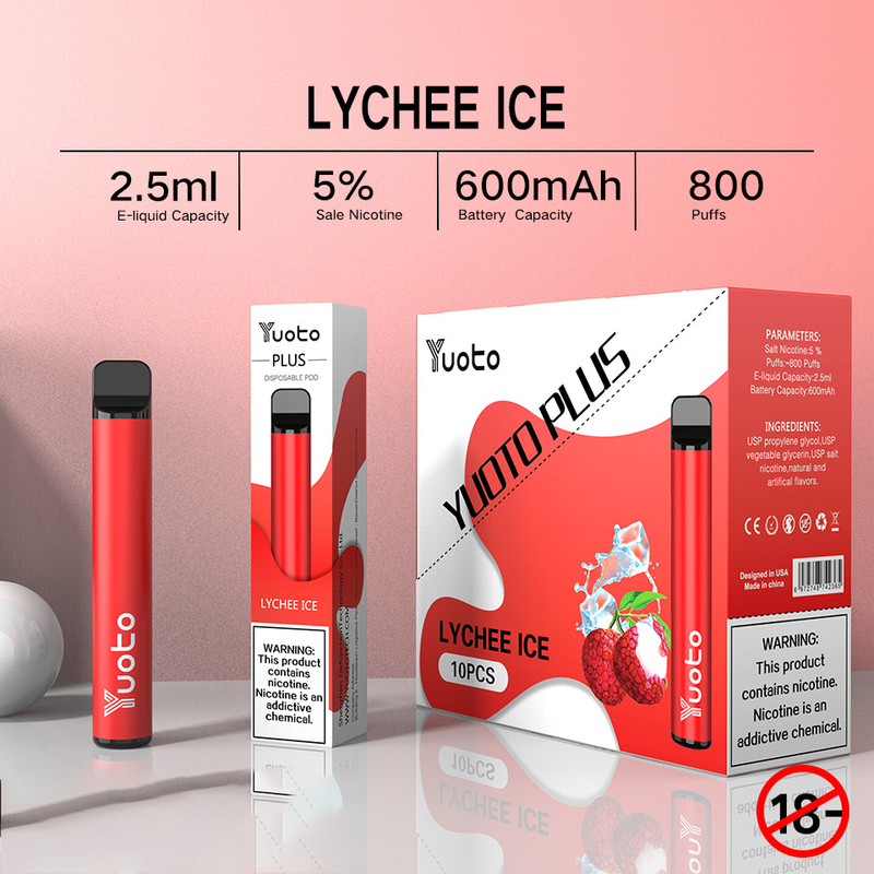 YUOTO PLUS 800 Puffs 2.5ML Nic Salt Disposable Vape 11 Flavors Electronic Cigarette