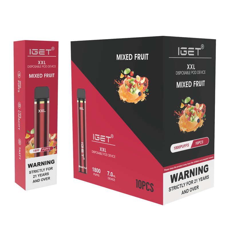 Original IGET XXL 1800 puffs disposable vape pen 7ml 5% nicotine 950mah