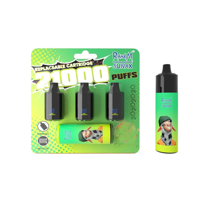 Original RandM Sunax 21000 Puffs Vape Prefilled 14mlx3 Pods With Mesh Coil