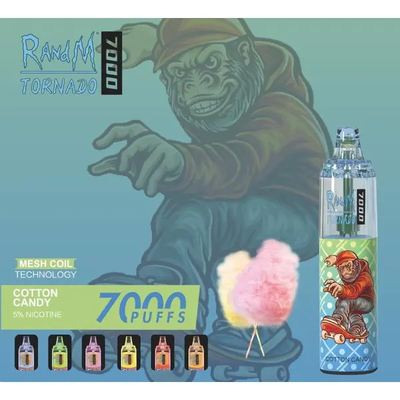 Fumot RandM Tornado 7000 Puffs Juicy Ice Fruit Flavors Available Mesh Coil 5% Nicotine Capacity Disposable Vape