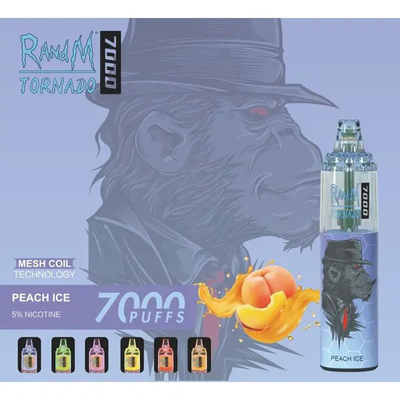 Fumot RandM Tornado 7000 Puffs Juicy Ice Fruit Flavors Available Mesh Coil 5% Nicotine Capacity Disposable Vape