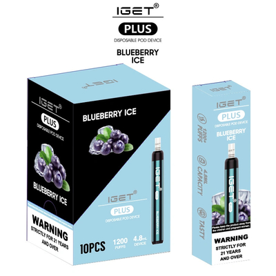 Iget Plus Multiple Flavors 1200 Puffs Electronic Cigarette  Vaporize 4.8ml Vape Pen Disposable