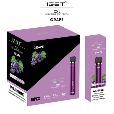 Authentic Iget 1800 Puff Portable Pod Vape , 7ml XXL Smoking Vaporizer Pen