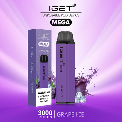 8 Colors Cool Mint Nic Salt Disposable Vape IGET MEGA 3000 Puffs
