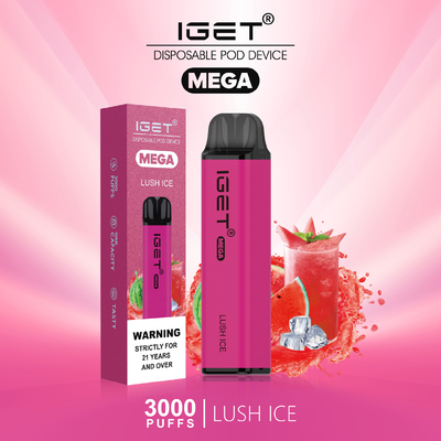 8 Colors Cool Mint Nic Salt Disposable Vape IGET MEGA 3000 Puffs
