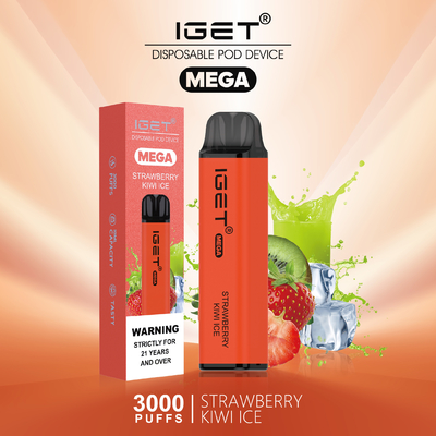 8 Colors Cool Mint Nic Salt Disposable Vape IGET MEGA 3000 Puffs