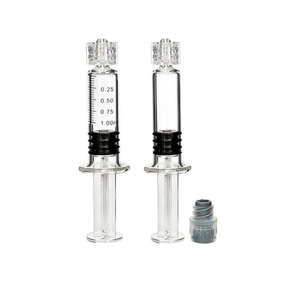 1/6 Dab Applicator Cbd Oil Glass Syringe , 1ml Prefilled Luer Lock Syringes