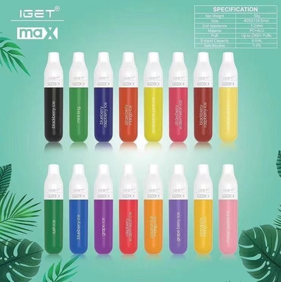 Factory Original IGET Cigarette IGET 2300 MAX 1100mah Battery 5% Nicotine Vape Pen