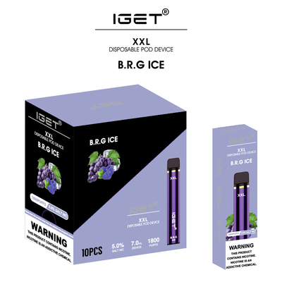 IGET XXL 1800 PUFFS original iget factory disposable vape pen 7ml 5% nicotine