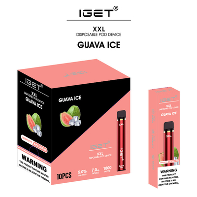 IGET XXL 1800 PUFFS original iget factory disposable vape pen 7ml 5% nicotine
