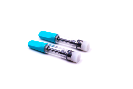 Custom Print  CBD THC D8 oil vaporizer flat round plastic tip 1ml cartridge
