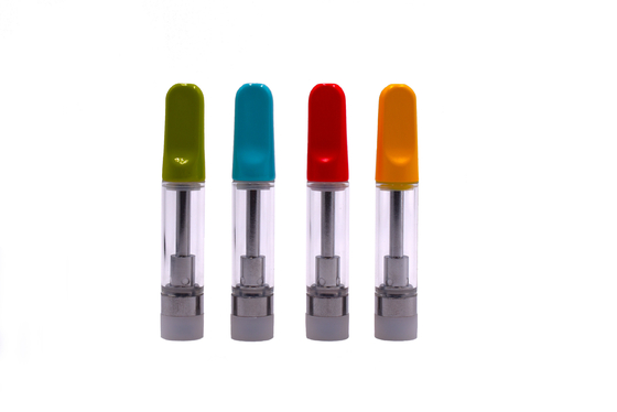 Custom Print  CBD THC D8 oil vaporizer flat round plastic tip 1ml cartridge