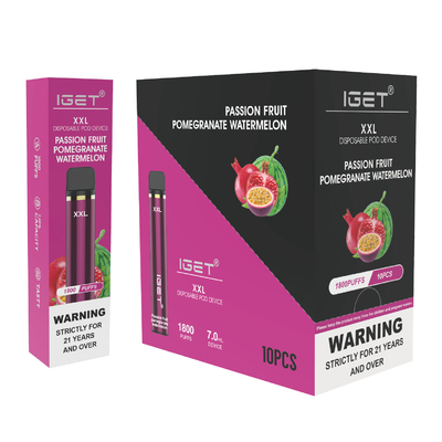 Original IGET XXL 1800 puffs disposable vape pen 7ml 5% nicotine 950mah