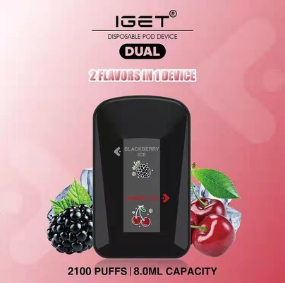 Dual Flavors in One Device Disposable Vape 2100 puffs IGET DUAL with 1000mah Battery