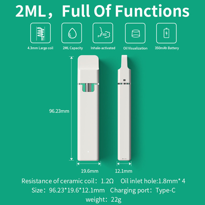 Big Capacity 2ml Thick Disposable Vape Pen Thc Delta 8/9 Oil Available