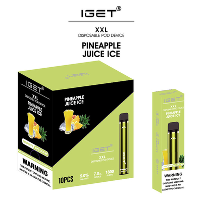 Popular Fruit Flavors 7ml Disposable Iget Vape 1800 Puffs Iget Xxl E Cigarette Pen